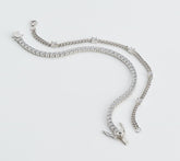 Diamonique Tennis & Curb Link Bracelet Set, Sterling Silver, Small; 6-3/4"